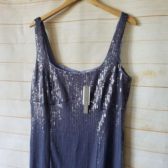 Pilcro Sequin Slim Midi Dress Scooped Square Neck Sleeveless Women's Size XL - Picture 5 of 11